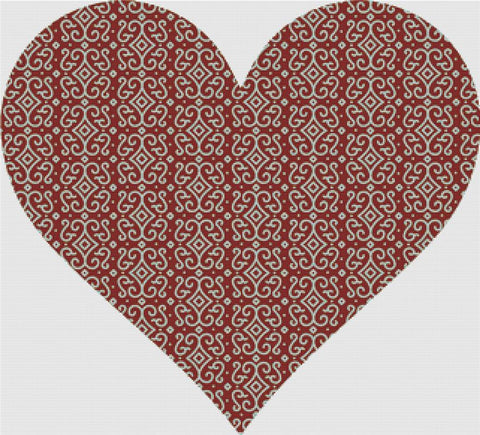 Maroon Mosaic Heart - X Squared Cross Stitch