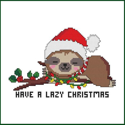 Have A Lazy Christmas Sloth - Cross Stitch Wonders