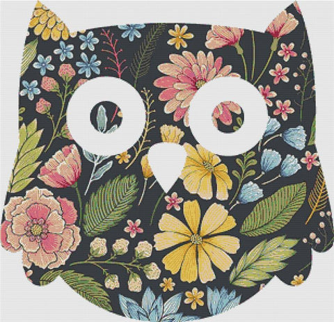 Colourful Floral Summer Owl - X Squared Cross Stitch
