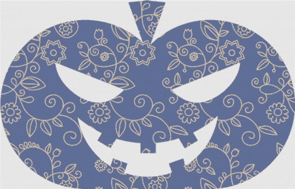 Floral Outline Jack-O-Lantern I - X Squared Cross Stitch
