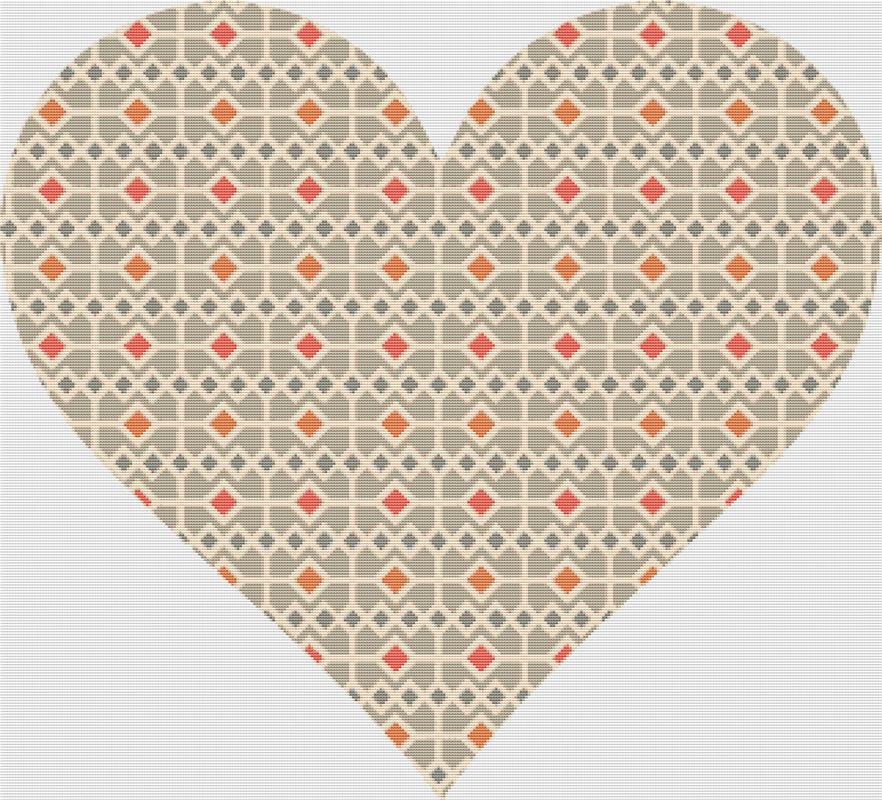 Pastel Square Heart - X Squared Cross Stitch