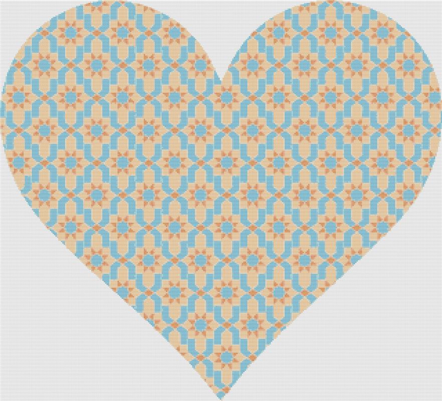 Moroccan Tile Heart - X Squared Cross Stitch