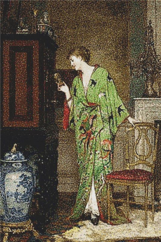 La Collectionneuse Au Kimono Vert - X Squared Cross Stitch