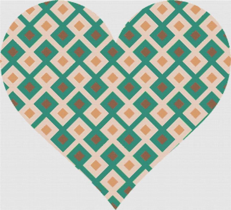 Squared Geometric Heart - X Squared Cross Stitch