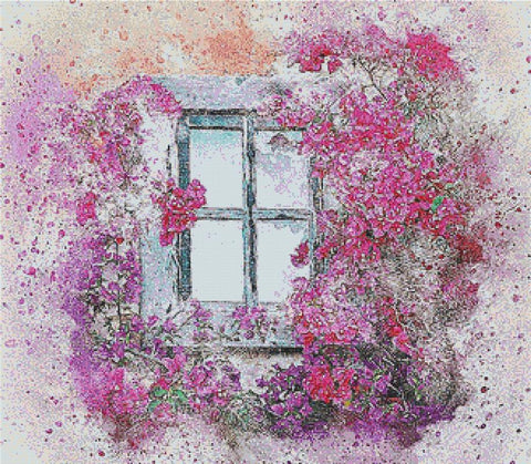 Flowers Around The Window - X Squared Cross Stitch