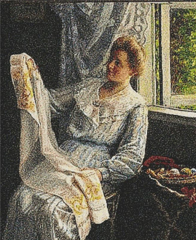 Ung Pige Med Sit Haandarbejde - X Squared Cross Stitch