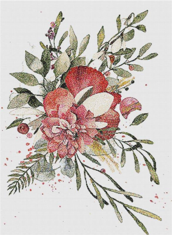 Rosey Floral Arrangement - X Squared Cross Stitch