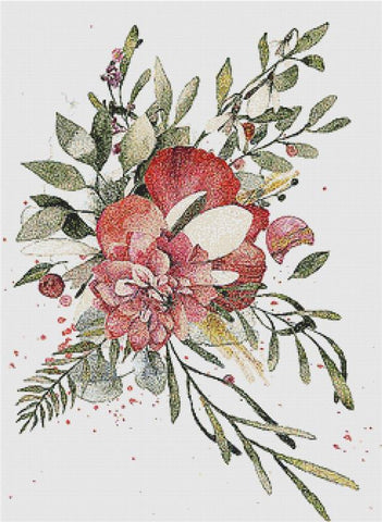 Rosey Floral Arrangement - X Squared Cross Stitch