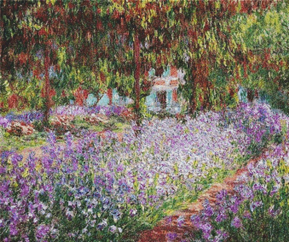 Irises In Monet's Garden - X Squared Cross Stitch