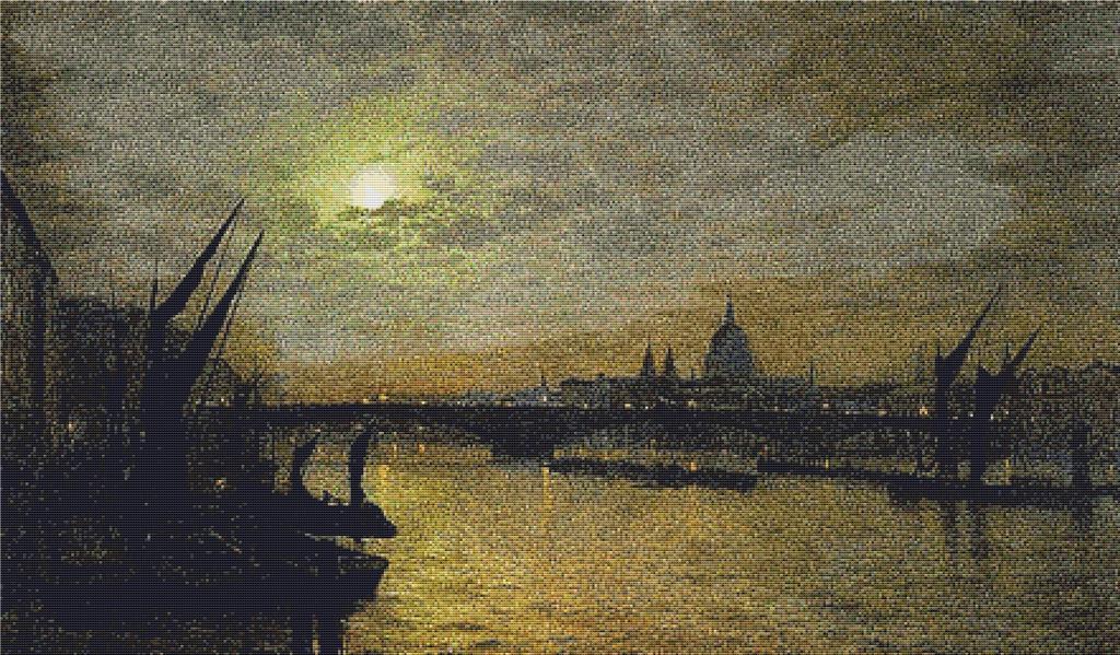 The Thames By Moonlight With Southwark Bridge - X Squared Cross Stitch