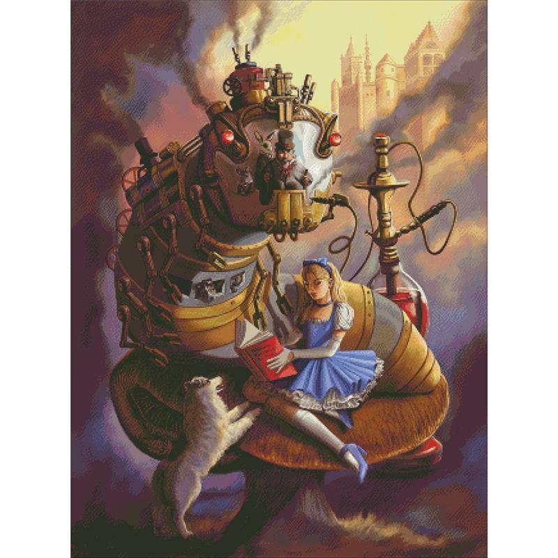Steampunk Alice And Caterpillar - Charting Creations