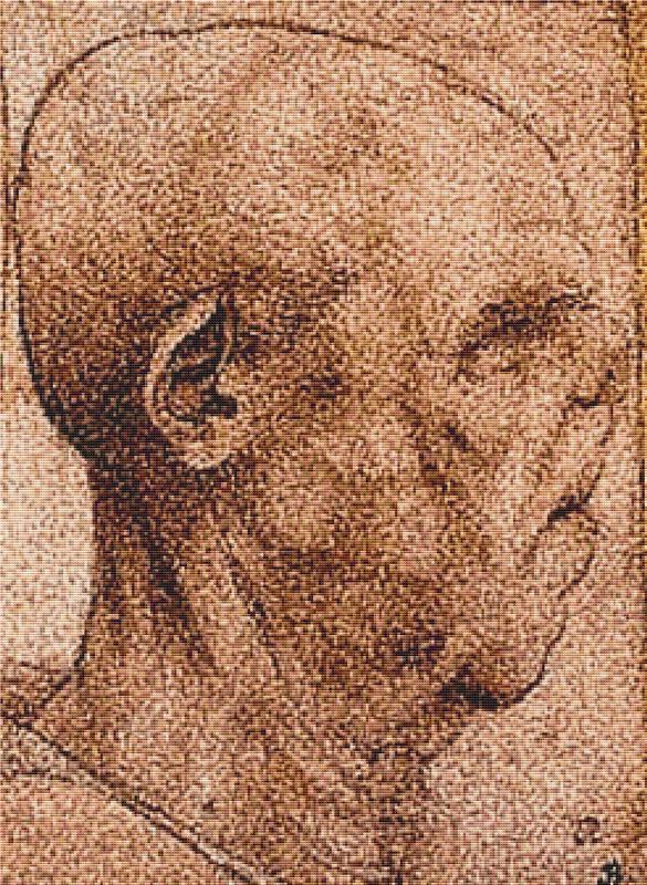 Caricature Of The Head Of An Old Man In Profile - X Squared Cross Stitch