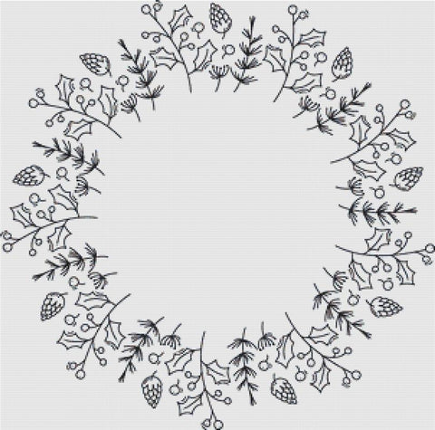 Christmas Monoline Wreath - X Squared Cross Stitch