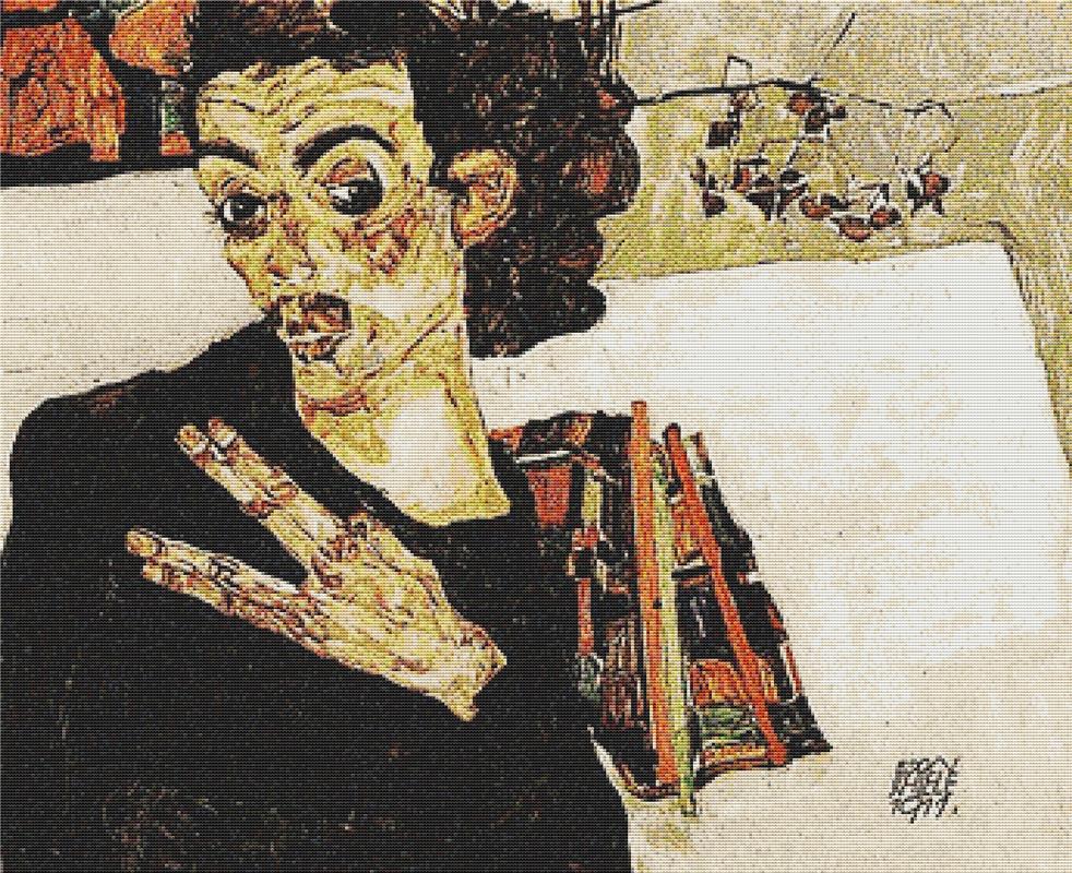 Self-Portrait With Black Vase And Spread Fingers - X Squared Cross Stitch