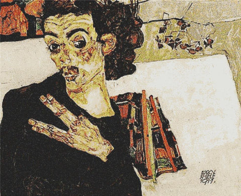 Self-Portrait With Black Vase And Spread Fingers - X Squared Cross Stitch