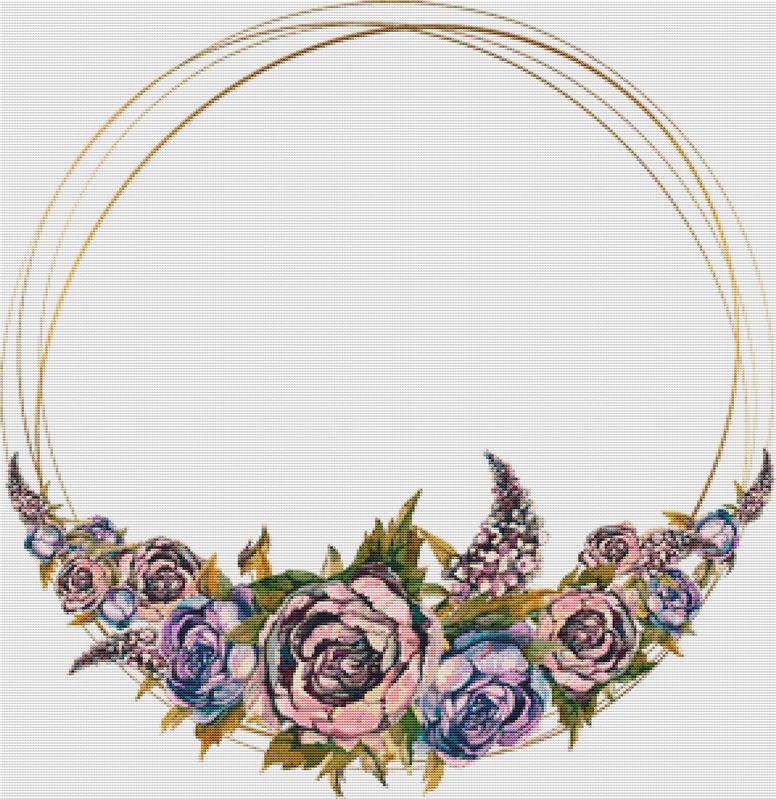 Floral Circular Frame - X Squared Cross Stitch