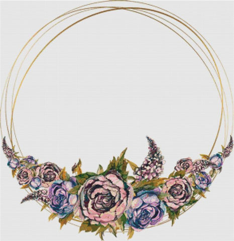 Floral Circular Frame - X Squared Cross Stitch