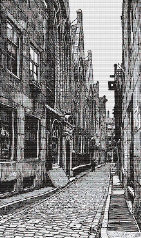 Old City Street - X Squared Cross Stitch