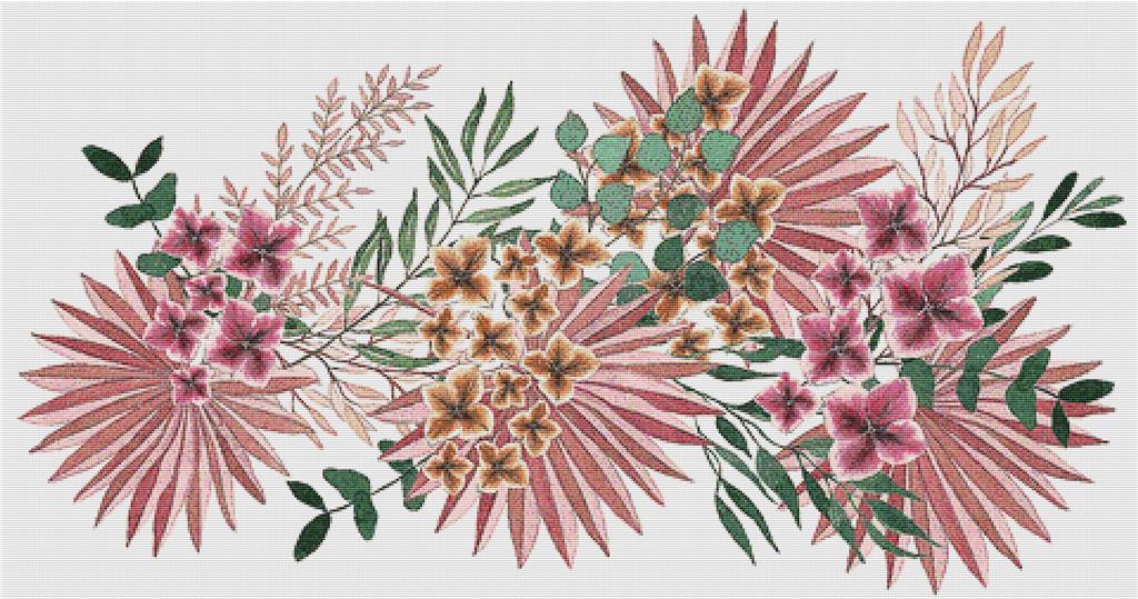 Tropical Watercolour Bouquet - X Squared Cross Stitch