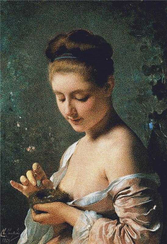 Girl With A Nest - X Squared Cross Stitch