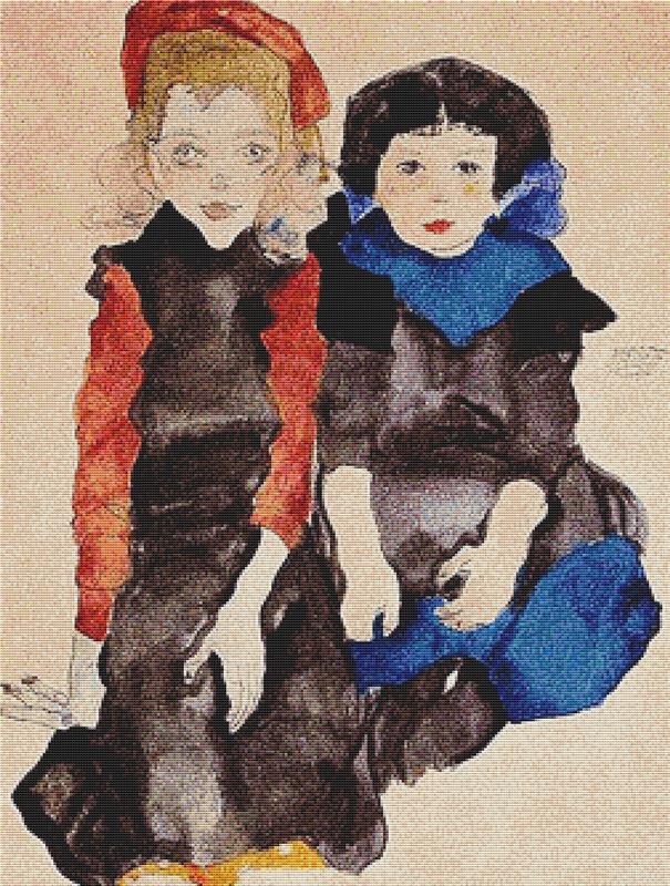 Two Little Girls - X Squared Cross Stitch