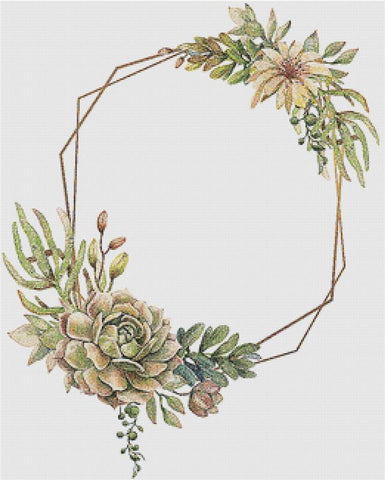 Frame Of Succulents - X Squared Cross Stitch