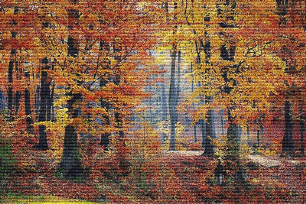 Forest Landscape In Autumn - X Squared Cross Stitch