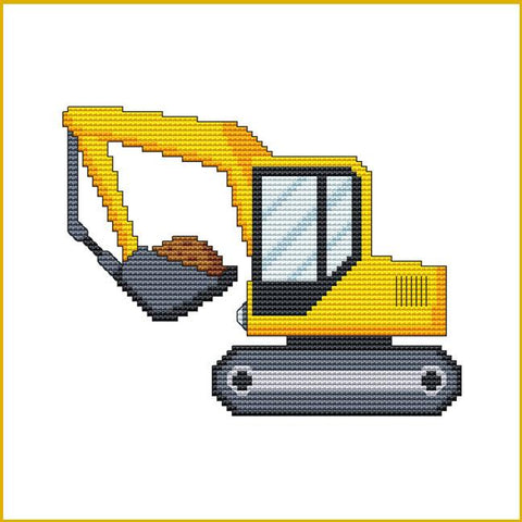 Construction Truck: Backhoe - Cross Stitch Wonders