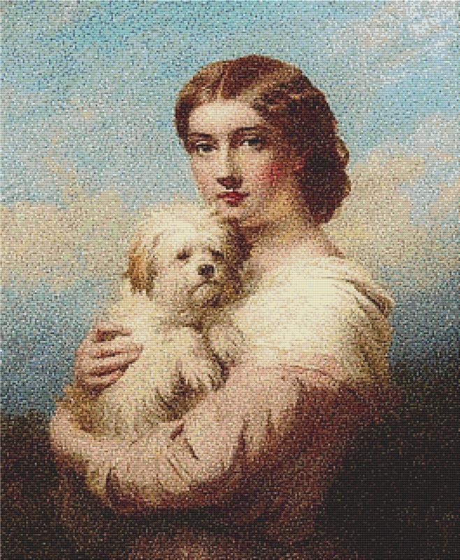 Young Lady And Her Dog - X Squared Cross Stitch