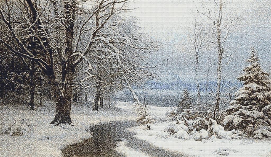 A Wooded Winter Landscape - X Squared Cross Stitch