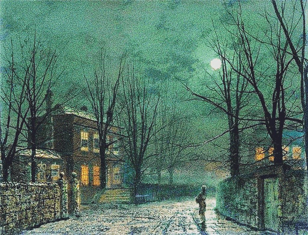 The Old Hall Under Moonlight - X Squared Cross Stitch