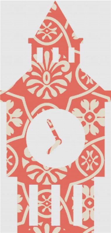 Orange Floral Big Ben - X Squared Cross Stitch