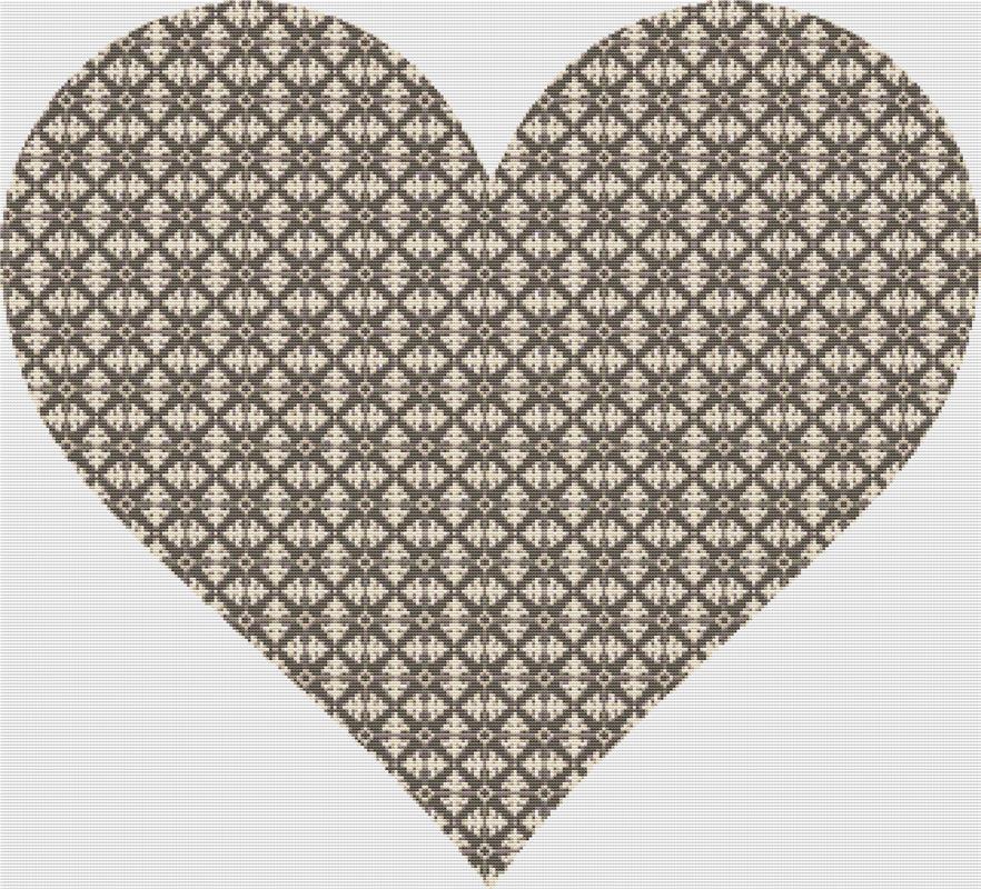 Mosaic Floral Heart - X Squared Cross Stitch