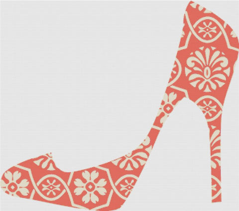 Orange Floral Shoe - X Squared Cross Stitch