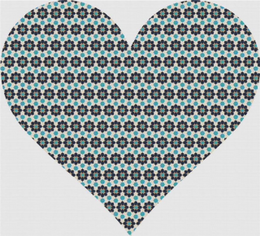 Geometric Floral Heart - X Squared Cross Stitch