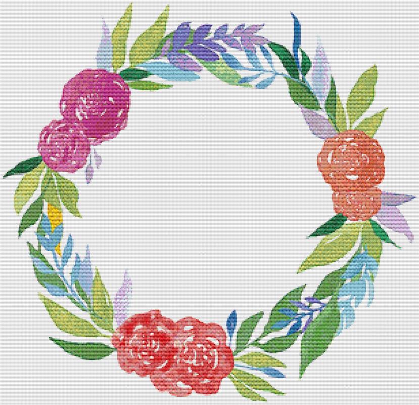Autumn Watercolour Wreath - X Squared Cross Stitch
