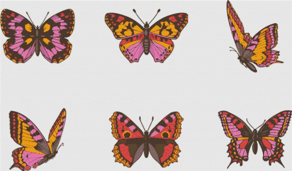 Set Of Colourful Butterflies - X Squared Cross Stitch