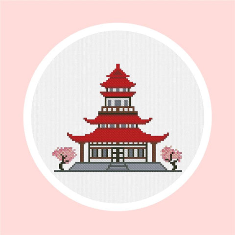 Japanese House With Sakura - Kiokiz