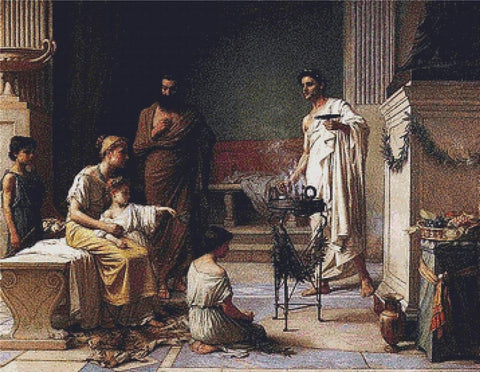 The Visit Of A Sick Child To The Temple Of Aesculapius - X Squared Cross Stitch