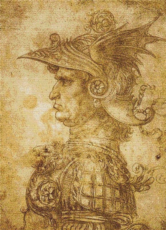 Profile Of A Warrior In Helmet - X Squared Cross Stitch