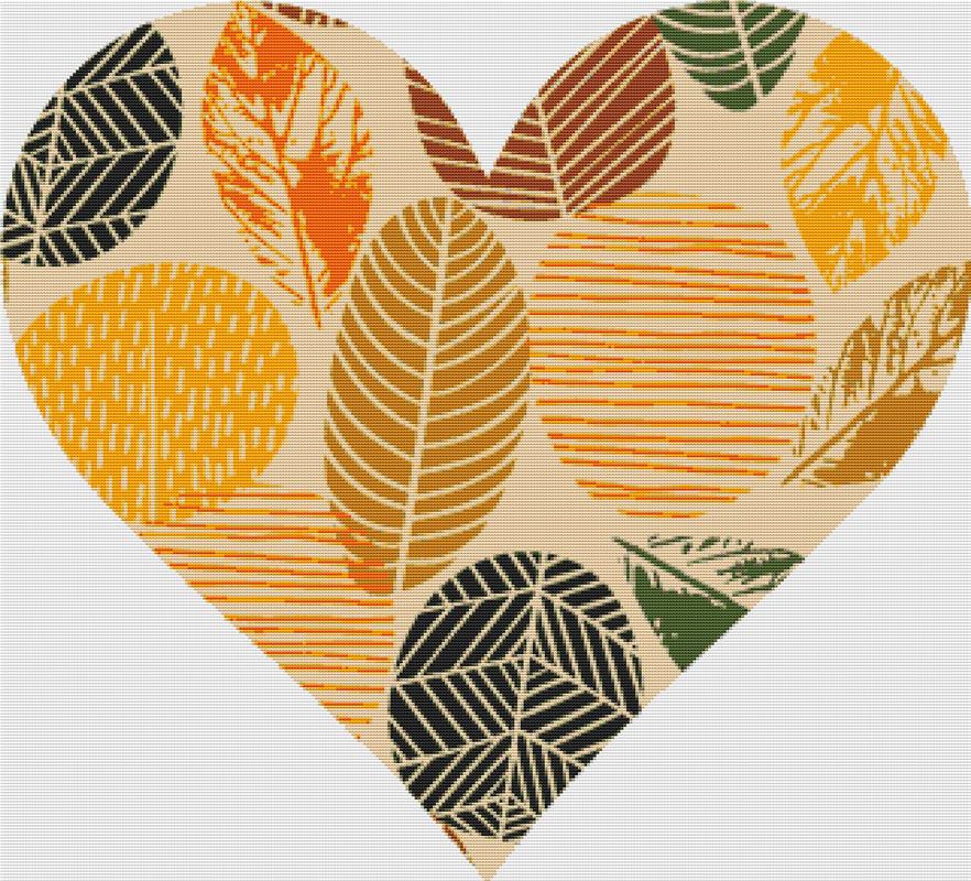 Autumn Abstract Heart - X Squared Cross Stitch
