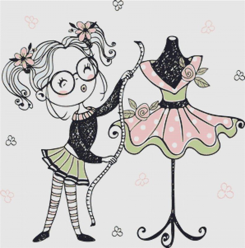 Cute Seamstress - X Squared Cross Stitch