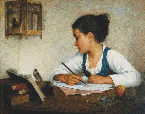 A Girl Writing - X Squared Cross Stitch