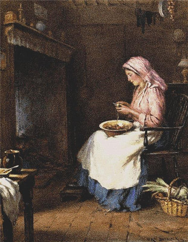 A Woman Peeling Vegetables - X Squared Cross Stitch