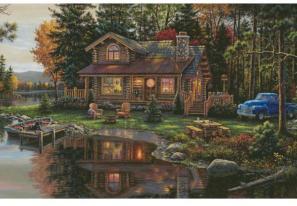 Peace River Cabin (Large) - Artecy Cross Stitch