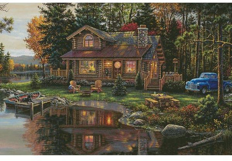 Peace River Cabin (Large) - Artecy Cross Stitch
