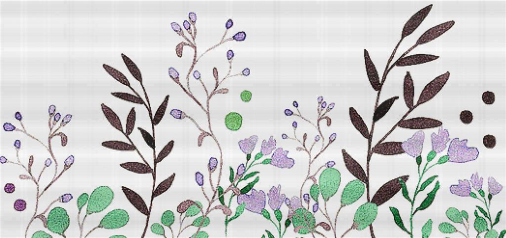 Purple Watercolour Flowers - X Squared Cross Stitch