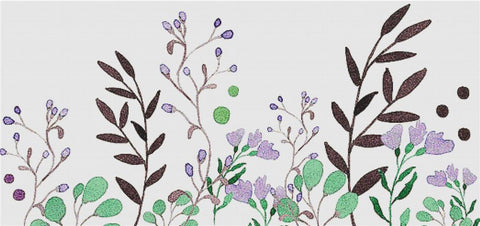 Purple Watercolour Flowers - X Squared Cross Stitch