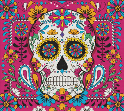 Pink Sugar Skull - X Squared Cross Stitch