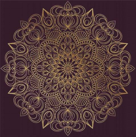 Gold And Purple Mandala - X Squared Cross Stitch